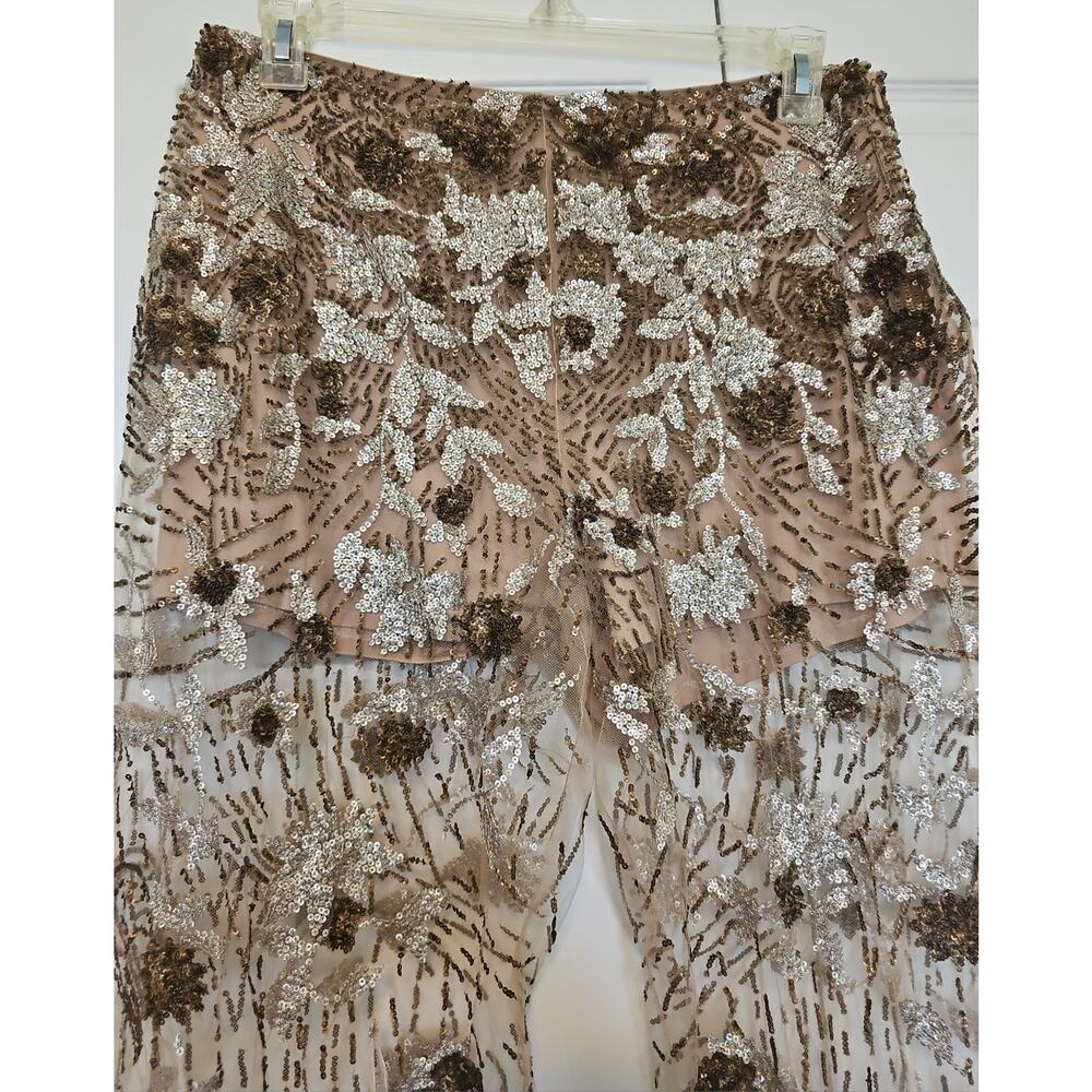 Ralph Lauren Purple Label Sheer Pants Sequin Feathers High Rise Womens XL - Picture 10 of 16
